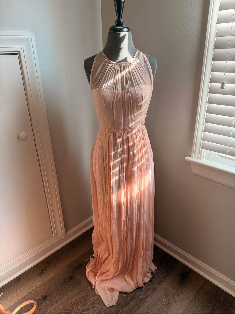 J. Crew Halter Pleated Maxi Dress in Blush